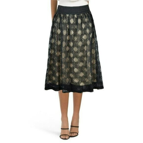 Metrowear Dresses & Skirts - New! Metrowear Women's Diamond Crochet Lace Overlay Midi Skirt